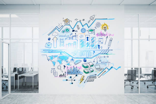 istock Business strategy sketch on office wall 1266572604