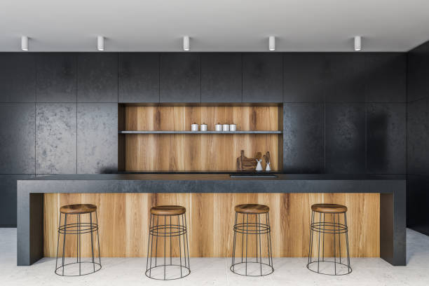 istock Dark stone and wooden loft pub interior 1266573569
