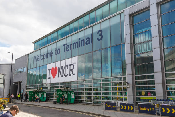 Manchester Airport Terminal 3 (MAN) in the United Kingdom stock photo