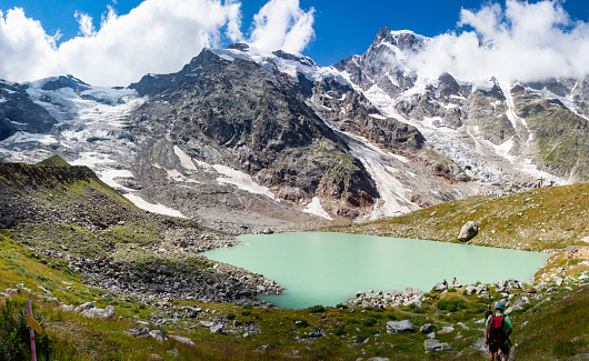 Alpine Lake of Locce in the Dufourspitze area