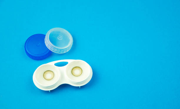istock Contact lens on blue background 1266579523