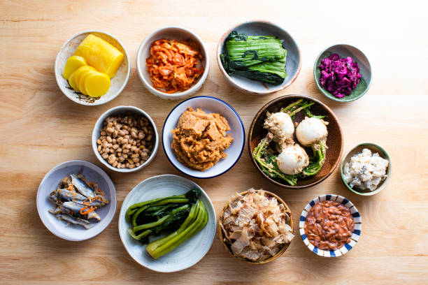 japanese fermented food - healthy eating food rice high angle view imagens e fotografias de stock