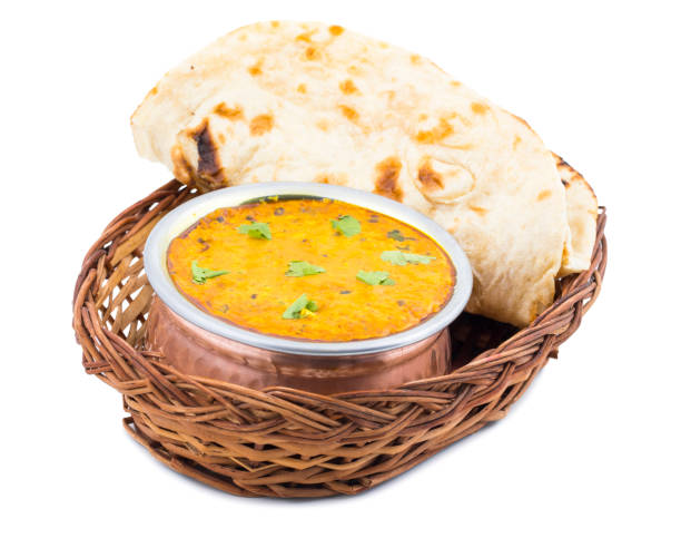 Indian Vegetarian Cuisine Dal Makhani on White Background