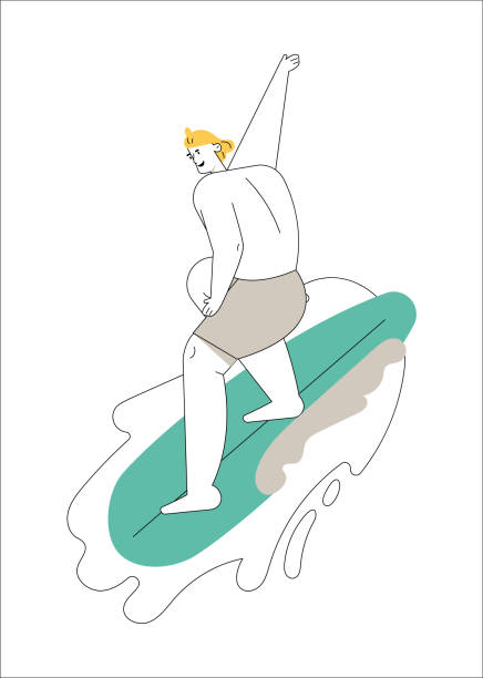 istock Young people riding on surfboards set, vintage camper van 1266580870