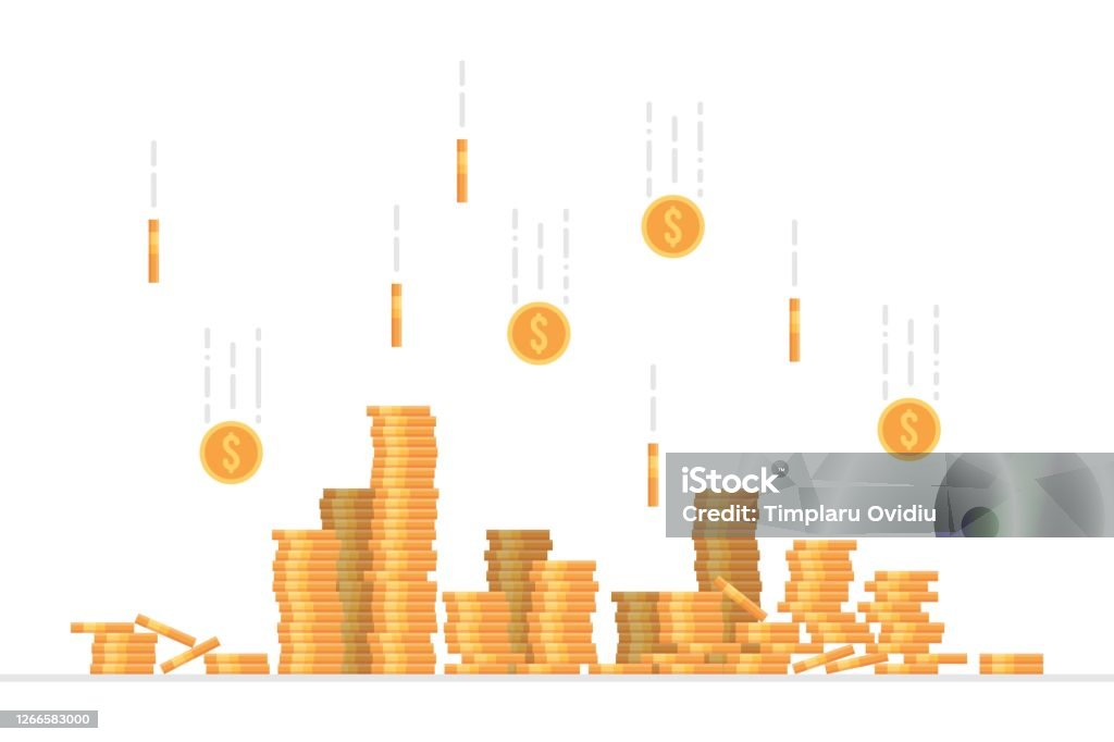 Falling Dollar Coins Vector Illustration In Flat Style Stock ...