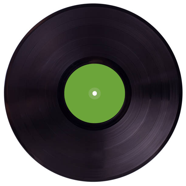 istock VINYL RECORD with green blank label isolated on white background. 1266584365