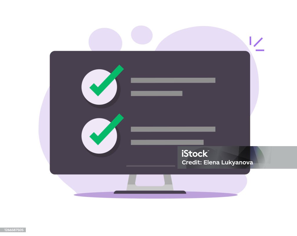 Done Check Sticker In Computer Check Task List Online Report On Computer Screen Exam To Do Checklist ...