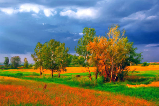 istock Oil landscape painting 1266591599