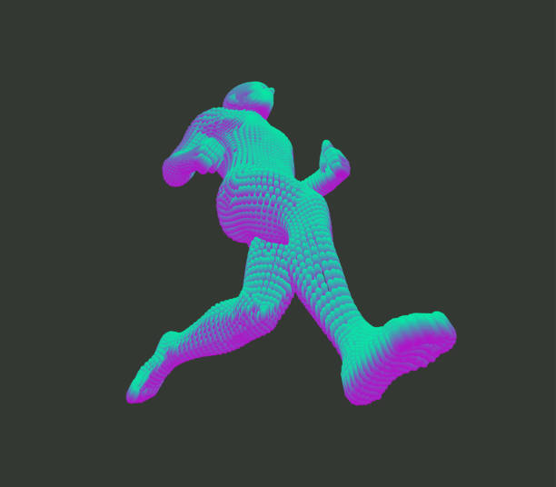 istock Running man or marathon runner. 3D human body model. Design for sport. Vector illustration composed of particles. 1266592684