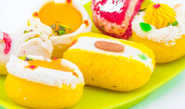 Indian Traditional Bengali Sweet Food on White Background