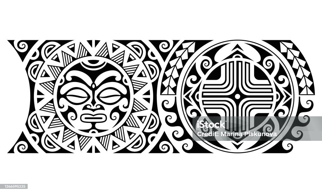 Maori Polynesian Tattoo Border Tribal Sleeve Seamless Pattern Vector With  Sun Face Samoan Bracelet Tattoo Design Fore Arm Or Foot Stock Illustration  - Download Image Now - iStock