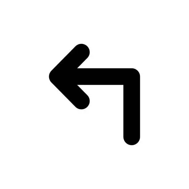 Vector illustration of Turn left arrow icon in line style. Suitable for mobile apps, web apps and print media.