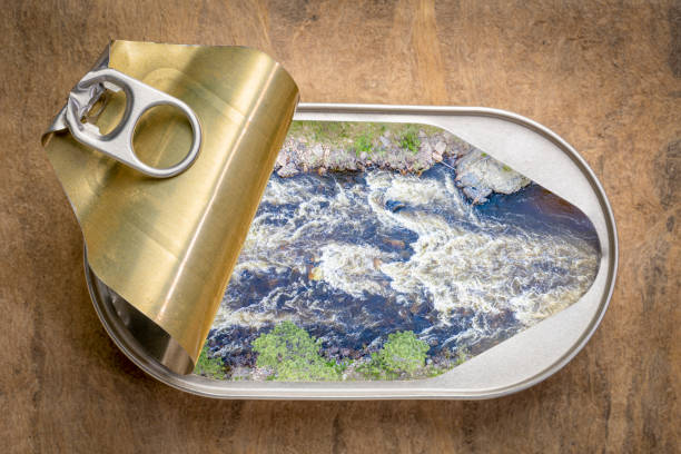 fresh whitewater in open tin can