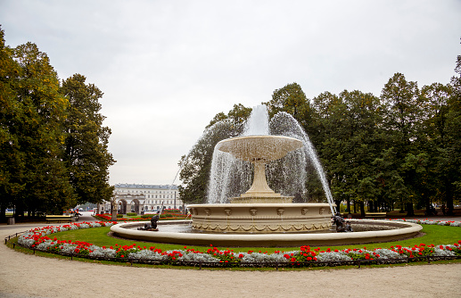 Warsaw / Poland - September 28, 2016: Fountain in the Saxon Garden (1855), Warsaw city