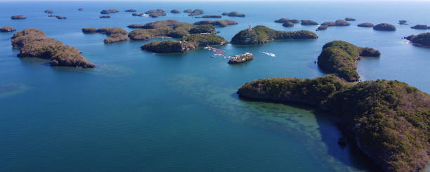 Aerial of Hundred Islands in Alaminos, Pangasinan, Philippines. It is a national park and a protected area. Aerial of Hundred Islands in Alaminos, Pangasinan, Philippines. It is a national park and a protected area. pangasinan stock pictures, royalty-free photos & images