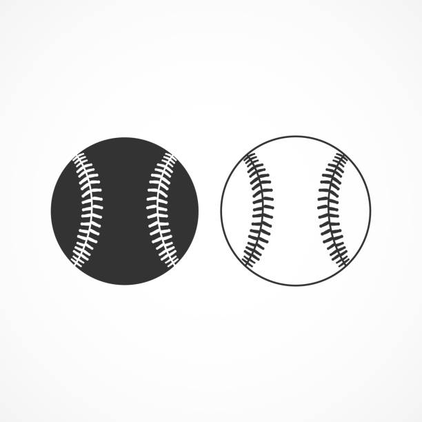 obraz wektorowy ikony baseballu. - baseball baseball player baseballs catching stock illustrations