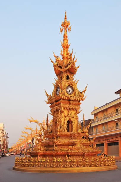 istock The gilded clock tower in the town square 1266613654