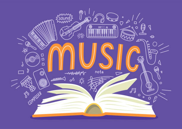 illustrazioni stock, clip art, cartoni animati e icone di tendenza di libro musicale. - teaching music learning sign