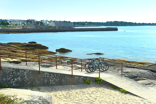 Town of Concarneau in Brittany, South Finistère, beach ocean summer holidays