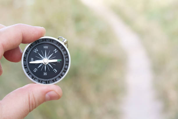 istock classic compass in hand on natural background 1266615988