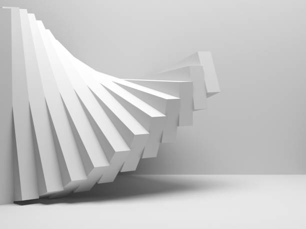 istock Spiral installation of boxes in an empty room, 3d 1266620461