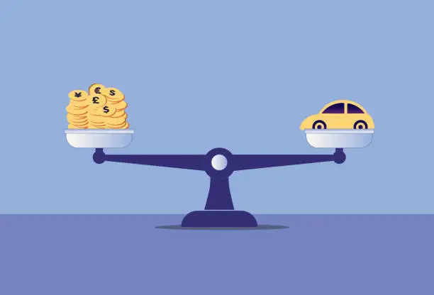 Vector illustration of Libra and money, cars