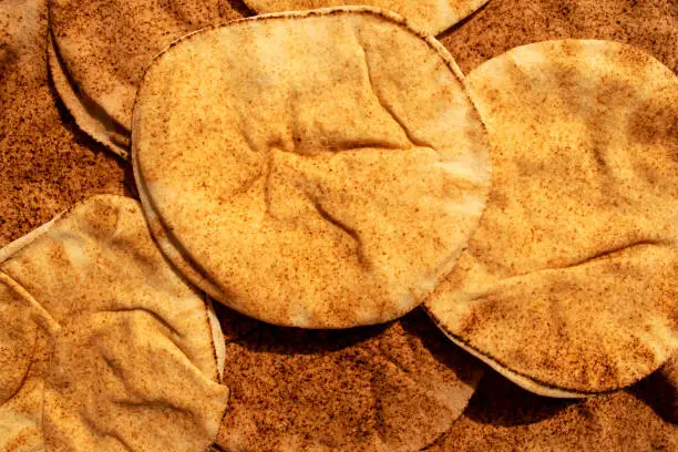 Photo of Background made of multigrain pita bread