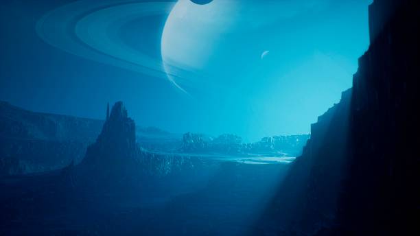 istock Landscape of an amazing alien unknown planet in far space. 3D Rendering. 1266630081