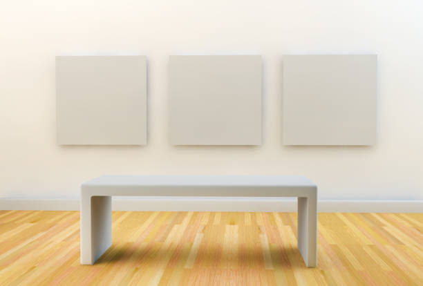 istock art gallery with empty seat and white canvases 1266630750