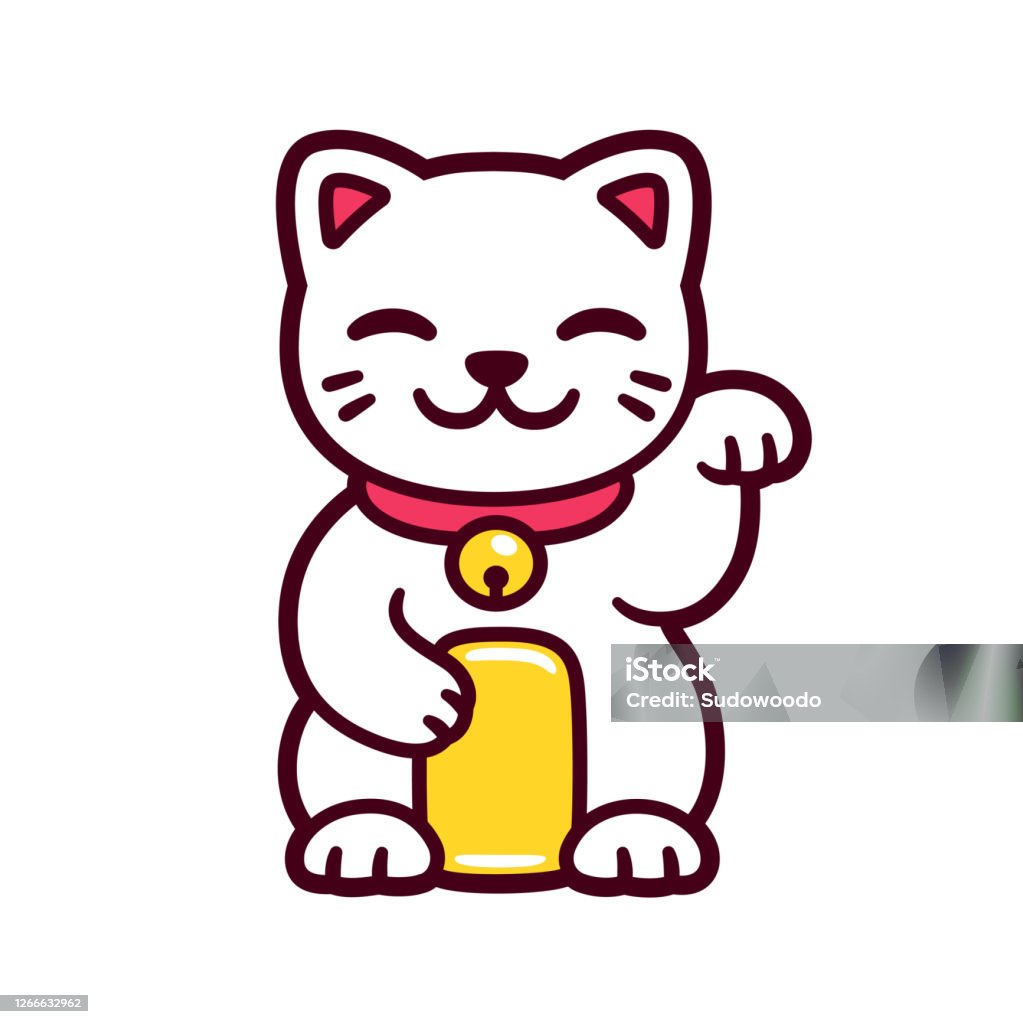 Cute Cartoon Maneki Neko Cat Stock Illustration - Download Image Now -  Domestic Cat, Maneki Neko, Luck - iStock