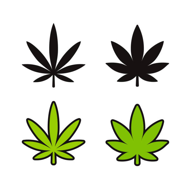 ikona liści konopi indyjskich - narcotic medicine symbol marijuana stock illustrations