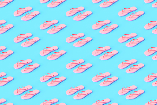 Seamless repetitive Flip flops pattern on blue background