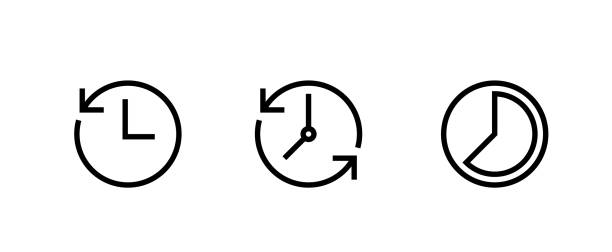 Set icon Clock on white background. Recent event history. Editable Vector Outline. Set icon Clock. Symbol Countdown, Time Lapse, Circular Time on white background. Recent event history. Editable Vector Outline. reverse image stock illustrations