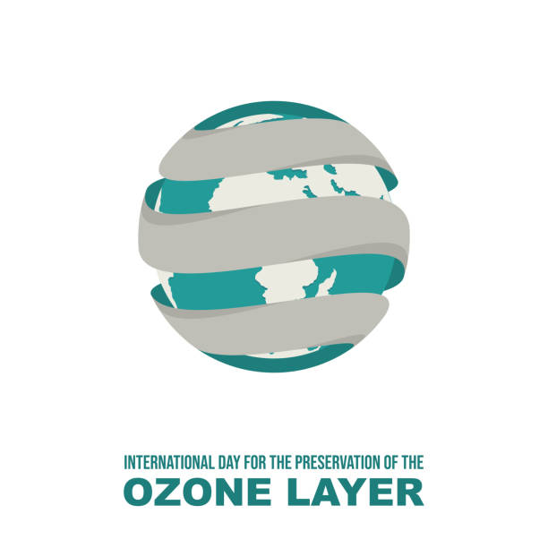 illustrations, cliparts, dessins animés et icônes de planète terre protégée avec illustration vectorielle de ruban - ozone layer