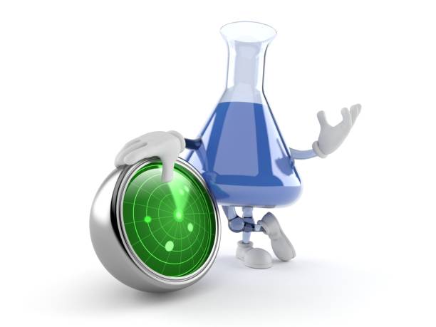 istock Chemistry flask character with radar 1266637631