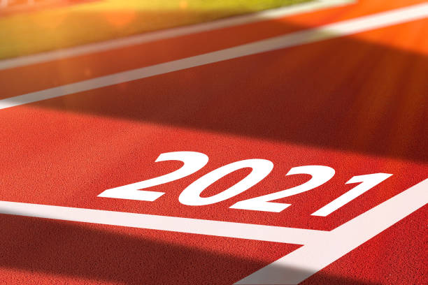 istock Red running track with new year 2021 concept 1266638888