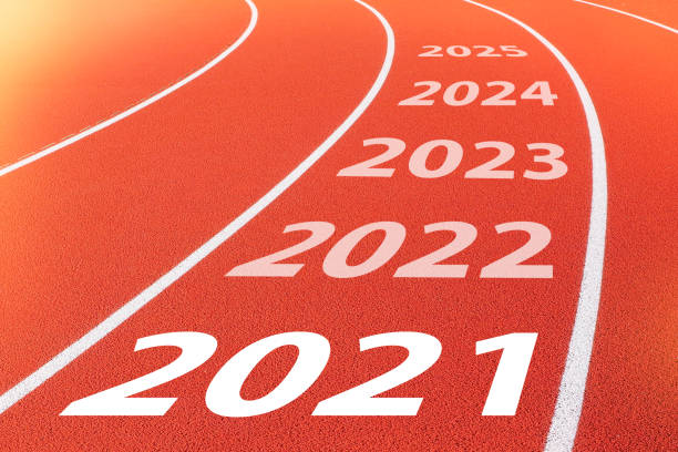 istock Red running track with new year 2021 concept 1266638889