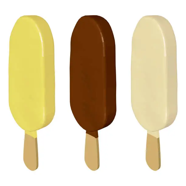 Vector illustration of Popsicles Covered with Creamy Chocolate and Vanilla Frostings