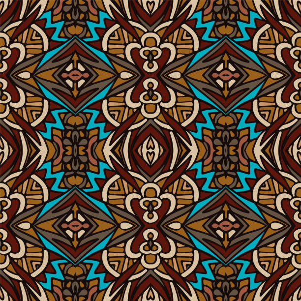 istock Tribal vintage abstract geometric ethnic seamless pattern ornamental. Asian striped embroidery textile design 1266642323