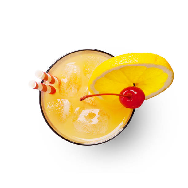 tequila sonnenaufgang cocktail - drinking straw juice frozen glass stock-fotos und bilder