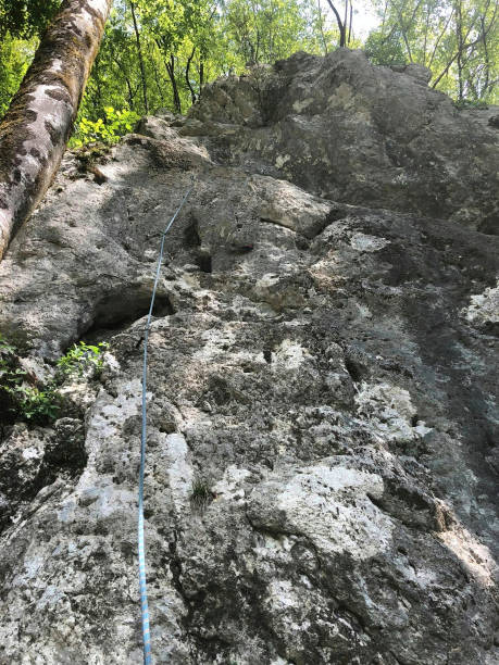 istock a rope on the rock for climbing 1266648403