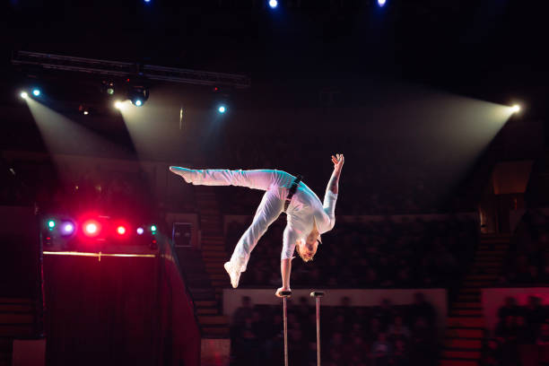 istock Man's aerial acrobatics in the Circus. Circus performance 1266652174
