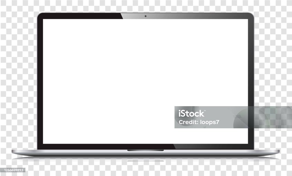 Ordinateur portable blanc blanc vide d’écran isolé - clipart vectoriel de Ordinateur portable libre de droits