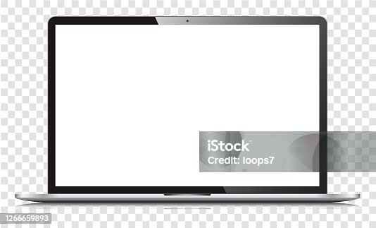 istock Blank white screen laptop isolated 1266659893