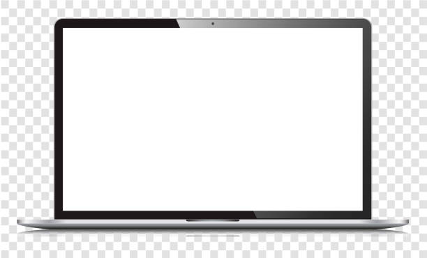 Blank white screen laptop isolated vector art illustration