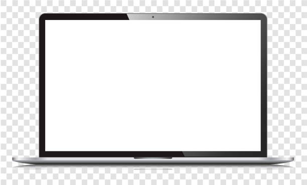 Blank white screen laptop isolated Blank screen laptop isolated vector illustration objects stock illustrations