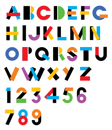 Vector illustration of a colorful graphic alphabet.
