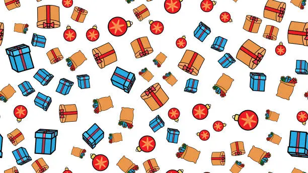 Vector illustration of vector seamless background patterns in Scandinavian style,Christmas funny characters and elements fot fabric design, wrapping paper