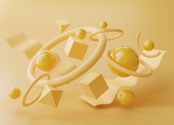 istock 3d abstract geometric shapes in yellow color. Background. 3d visualization 1266667065