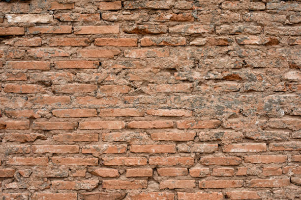 istock exposed brick wall or wall, with apparent mortar. Texture for backgrounds 1266667759